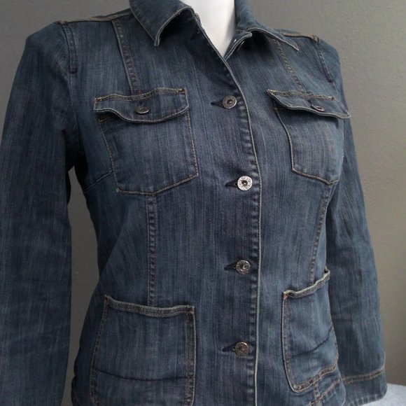 Liz Claiborne Jean Denim Jacket Blue Strech Cotton Women's Medium - Picture 1 of 8